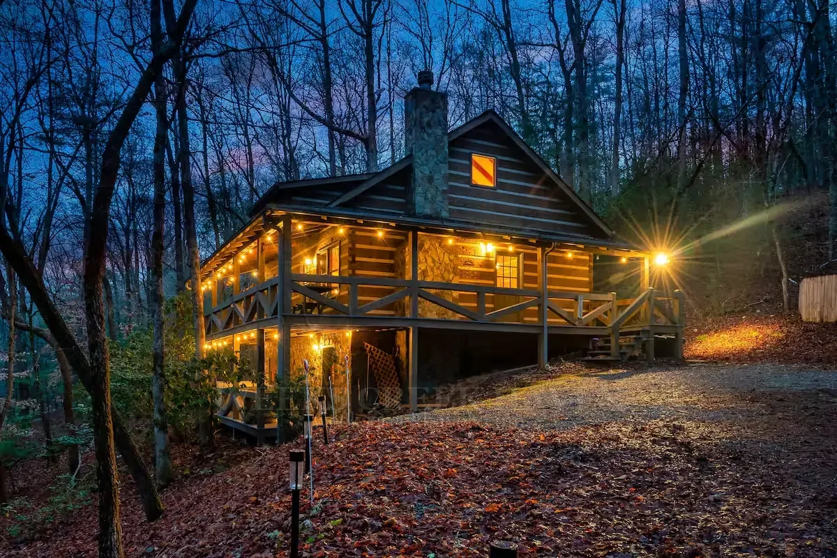 Weeks Creek Haven warmly lit at dusk